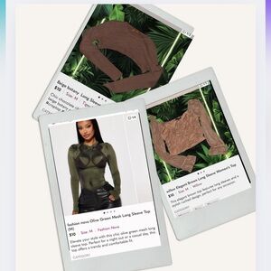 3 shirts fashion nova Olive Green Mesh Long Sleeve Top (M)